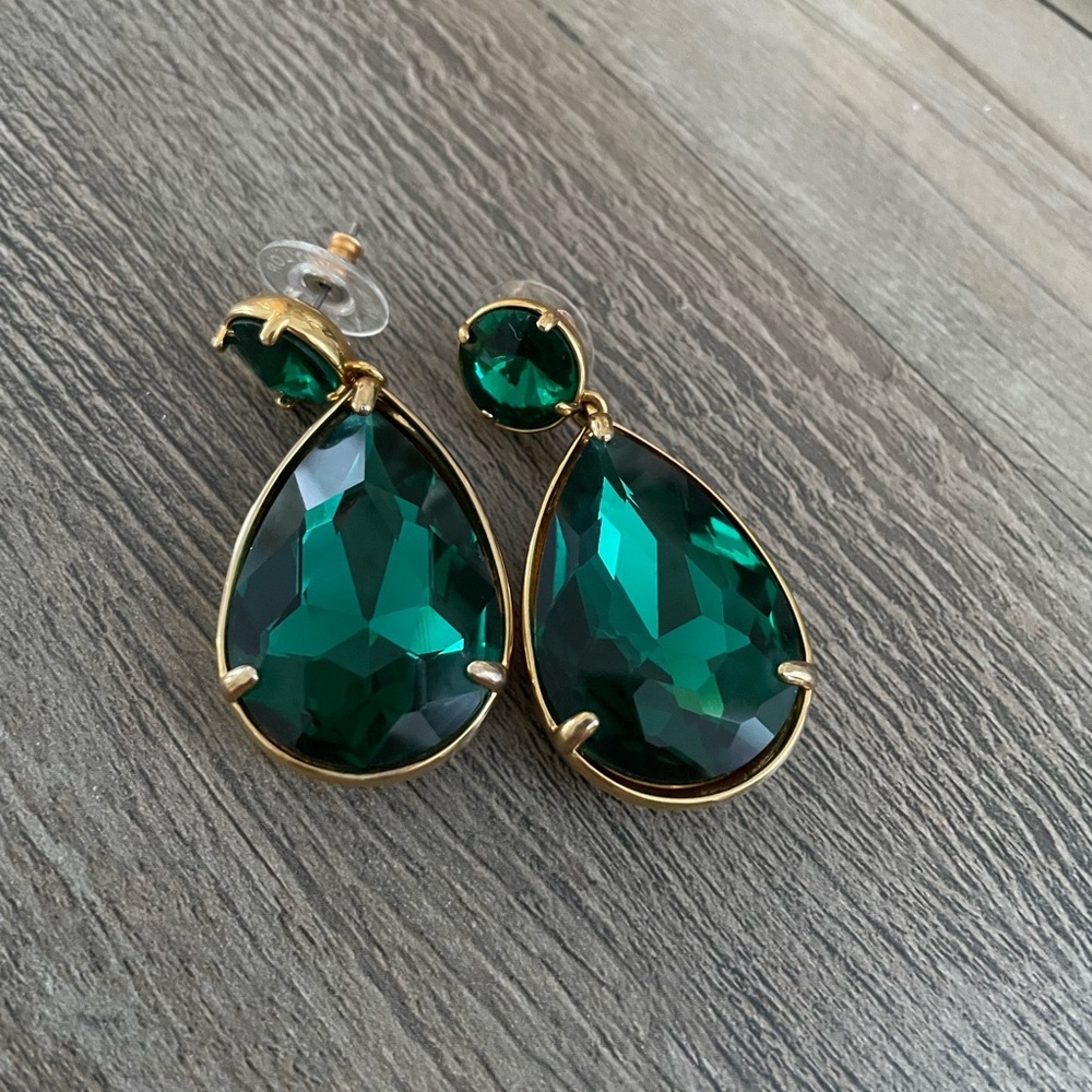 Nordstrom Emerald and Gold Drop Earrings